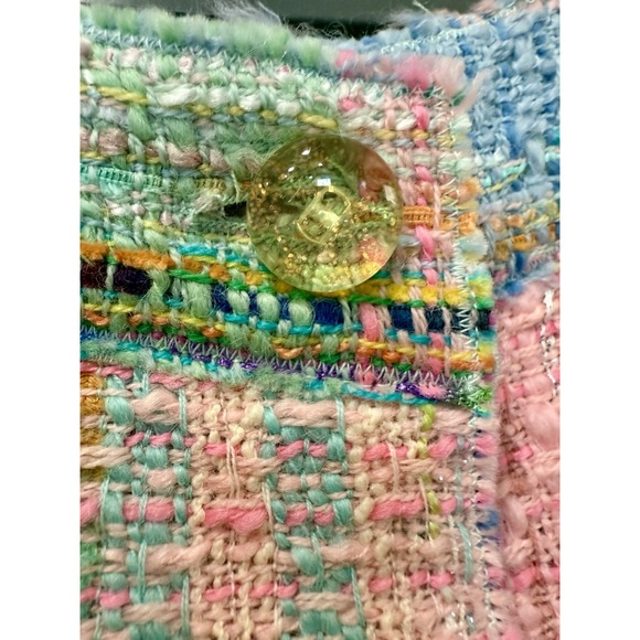 Balmain Paris Pastel Multicolor Tweed Cropped Jacket Wool Blend IT 44 / US 8 - Picture 3 of 7